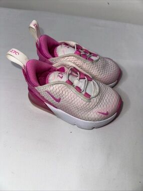 Nike Kids Pink and White Air Max Style Slip-On Sneakers